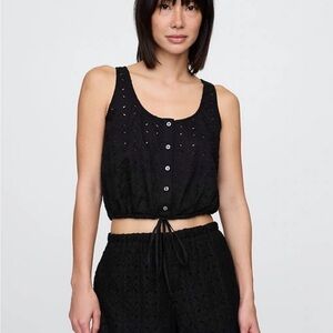 GAP Black Eyelet Crop Top
